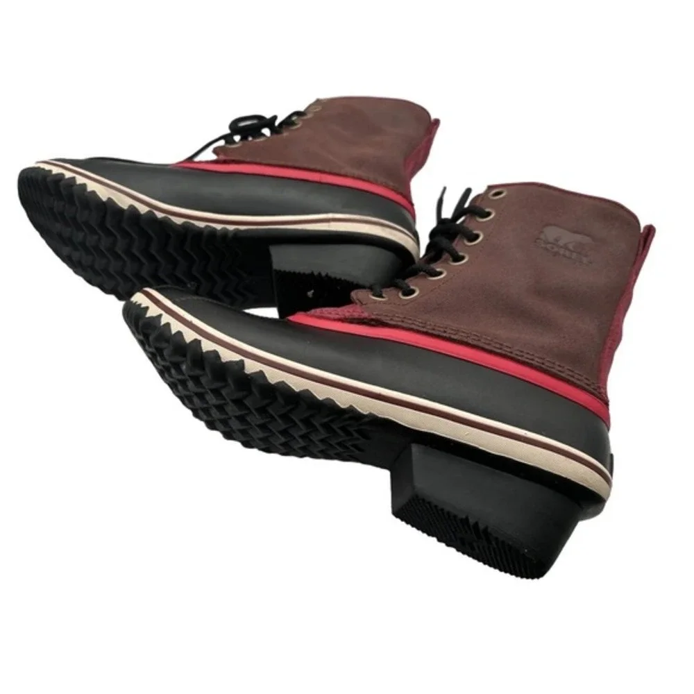 Sorel Waterproof Duck Boots Burgundy Black Lace Up Winter Snow 11 Gorpcore 13-01